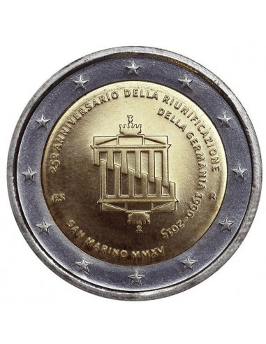 Awers monety 2 euro 2015 25 rocznica zjednoczenia Niemiec