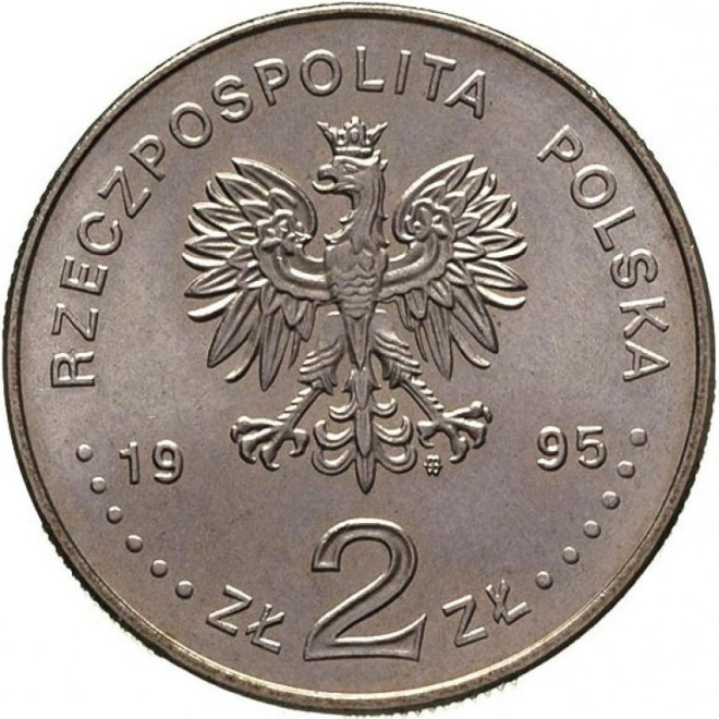 Rewers monety 2 zł 1995 Katyń Miednoje Charków 1940