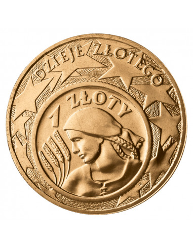 Awers monety 2 zł 2004 Dzieje złotego: 1 złoty z 1924 r.
