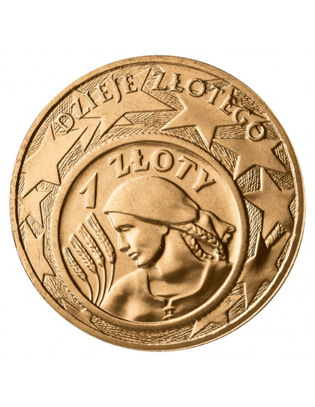 Awers monety 2 zł 2004 Dzieje złotego: 1 złoty z 1924 r.