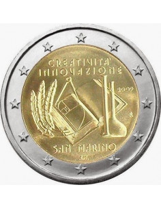 Awers monety San Marino 2 euro 2009 Europejski Rok Kreatywności i Innowacji