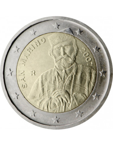 Awers monety San Marino 2 euro 2007 200 rocznica urodzin Giuseppe Garibaldiego