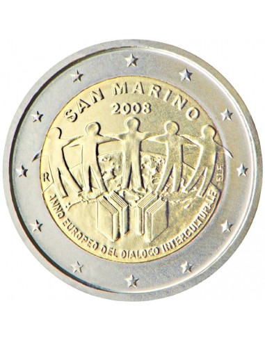 Awers monety 2 euro 2008 Europejski Rok Dialogu Międzykulturowego