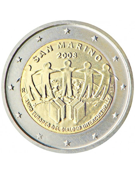 Awers monety San Marino 2 euro 2008 Europejski Rok Dialogu Międzykulturowego