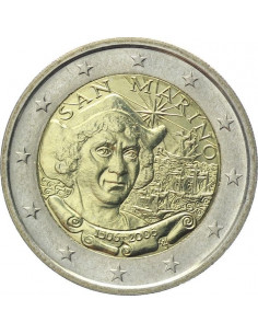 Awers monety San Marino 2 euro 2006 500 rocznica śmierci Krzysztofa Kolumba