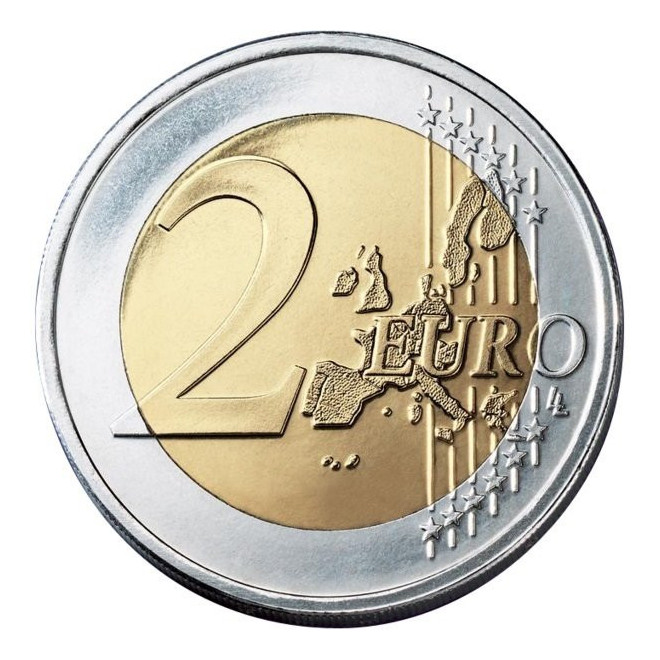 Rewers monety San Marino 2 euro 2005 Światowy Rok Fizyki 2005