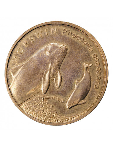Awers monety 2 zł 2004  Zwierzęta świata: Morświn łac. Phocoena phocoena