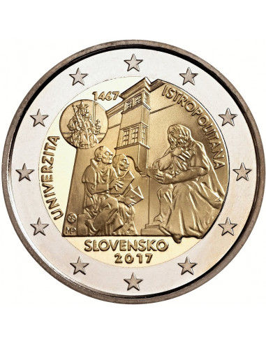Awers monety 2 euro 2017 550 rocznica założenia uniwersytetu Istropolitana