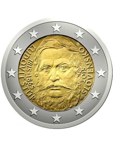 Awers monety 2 euro 2015 200 rocznica urodzin Ľudovíta Štúra
