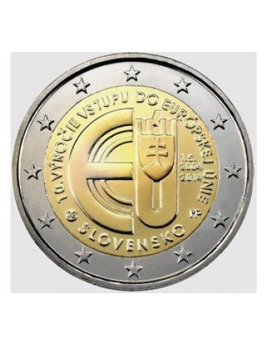 Awers monety 2 euro 2014 10 rocznica przystąpienia Słowacji do Unii Europejskiej