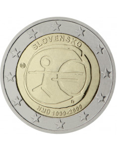 Awers monety Słowacja 2 euro 2009 10lecie wprowadzenia systemu euro Słowacja