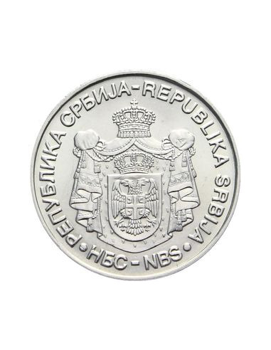 Awers monety 10 Dinar 2006 Klasztor Studenica