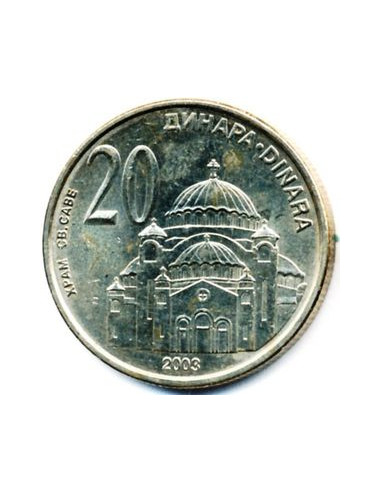Awers monety Serbia 20 Dinar 2003