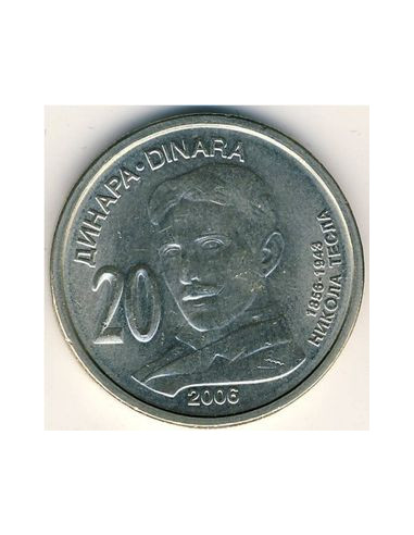Awers monety Serbia 20 Dinar 2006 Nikola Tesla