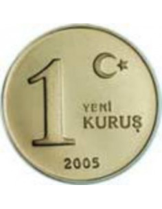 Awers monety Turcja 1 Nowy Kurusz 2005 2