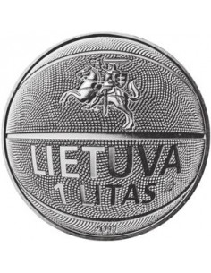Awers monety Litwa 1 Lit 2011 Puchar Europy w koszykówce 2