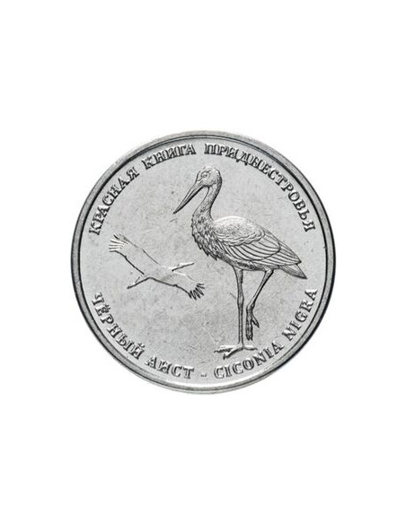 Awers monety Naddniestrze 1 Rubel 2019 Bocian czarny