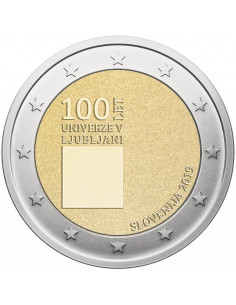 Awers monety Słowenia 2 euro 2019 100 rocznica założenia Uniwersytetu Lublańskiego