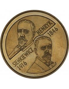Awers monety 2 zł 1996 Henryk Sienkiewicz 18461916