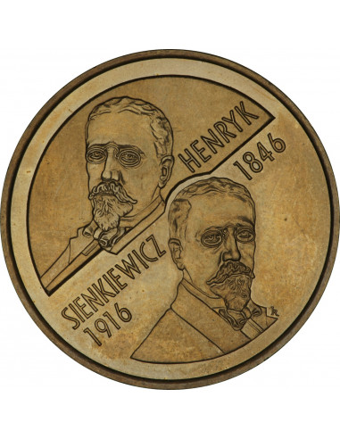 Awers monety 2 zł 1996 Henryk Sienkiewicz 18461916