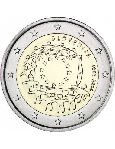 Awers monety 2 euro 2015 30lecie istnienia flagi europejskiej Słowenia