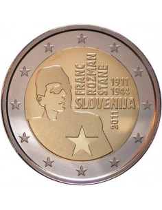 Awers monety Słowenia 2 euro 2011 100 rocznica urodzin Franca Rozmana