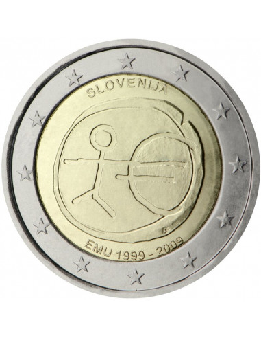 Awers monety 2 euro 2009 10lecie wprowadzenia systemu euro Słowenia