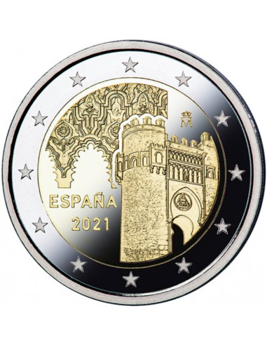 Awers monety 2 euro 2021 Historyczne miasto Toledo
