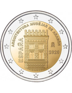Awers monety Hiszpania 2 euro 2020 UNESCO – Aragonia i aragońska architektura w stylu mudejar