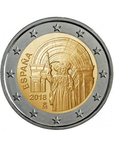Awers monety 2 euro 2018 UNESCO Santiago de Compostela