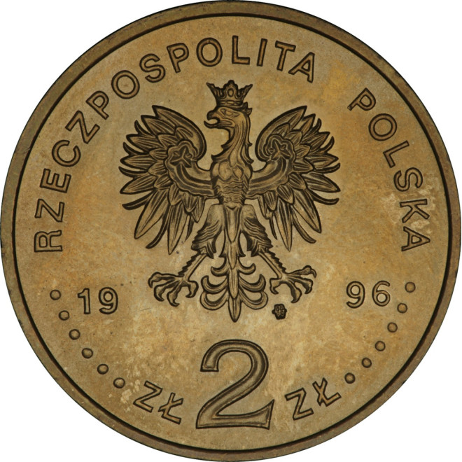 Rewers monety 2 zł 1996 Henryk Sienkiewicz 18461916