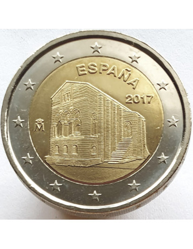 Awers monety 2 euro 2017 UNESCO – kościoły Królestwa Asturii