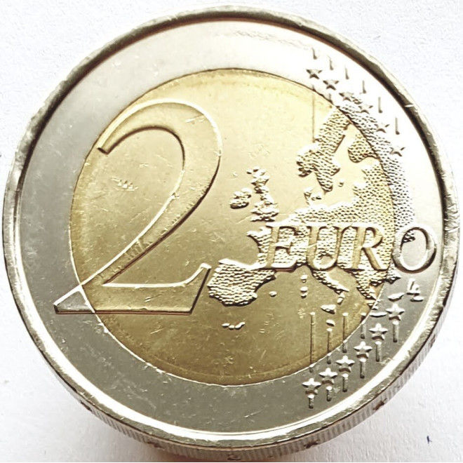 Rewers monety Hiszpania 2 euro 2015 30lecie istnienia flagi europejskiej Hiszpania