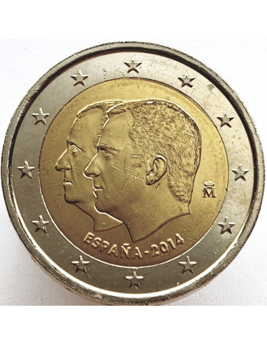 Awers monety Hiszpania 2 euro 2014 Wstąpienie na hiszpański tron Filipa VI