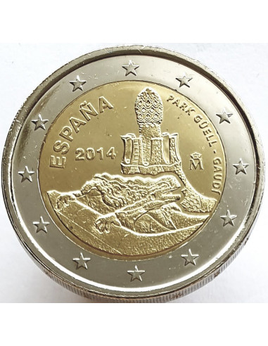 Awers monety Hiszpania 2 euro 2014 UNESCO – park Güell