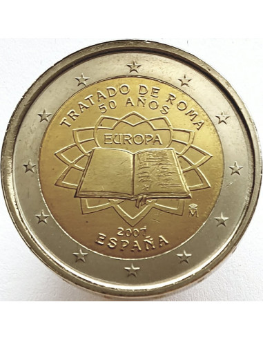 Awers monety 2 euro 2007 50lecie Traktatu Rzymskiego Hiszpania