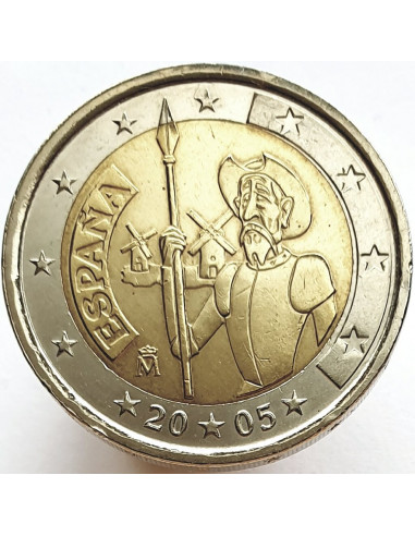 Awers monety 2 euro 2005 400 rocznica pierwszego wydania powieści „Przemyślnego szlachcica Don Kichota z Manczy”