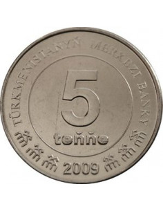 Awers monety Turkmenistan 5 Tenge 2009 2