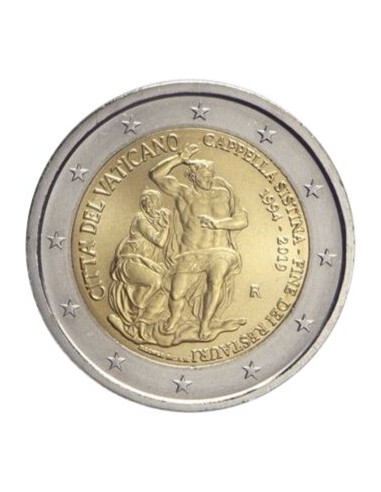 Awers monety 2 euro 2019 Zakończenie prac restauratorskich przy Kaplicy Sykstyńskiej