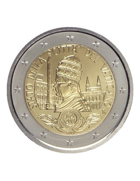 Awers monety Watykan 2 euro 2019 90 rocznica powstania Państwa Watykańskiego