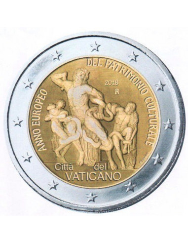 Awers monety Watykan 2 euro 2018 Europejski Rok Dziedzictwa Kulturowego – Grupa Laokoona