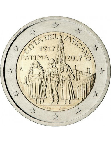 Awers monety Watykan 2 euro 2017 Stulecie objawień fatimskich