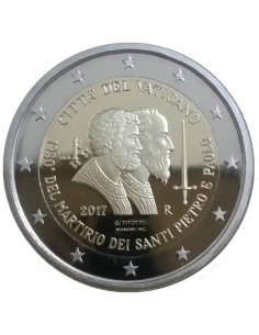 Awers monety Watykan 2 euro 2017 1950 rocznica męczeństwa świętych Piotra i Pawła