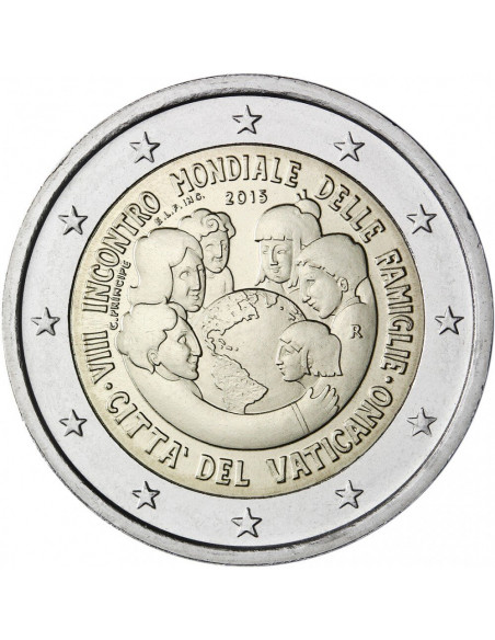 Awers monety Watykan 2 euro 2015 VIII Światowe Spotkanie Rodzin