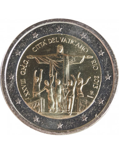 Awers monety Watykan 2 euro 2013 XXVIII Światowe Dni Młodzieży