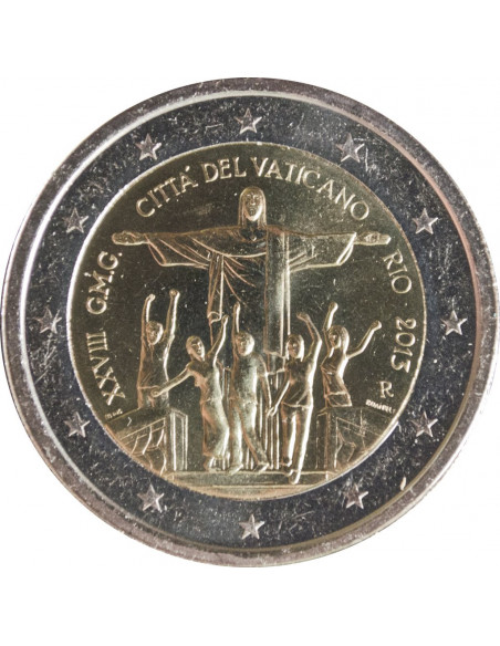 Awers monety Watykan 2 euro 2013 XXVIII Światowe Dni Młodzieży