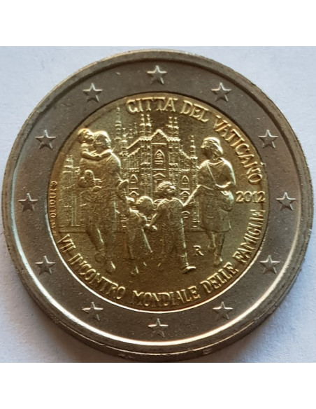 Awers monety Watykan 2 euro 2012 VII Światowe Spotkanie Rodzin
