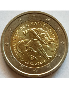 Awers monety Watykan 2 euro 2010 Rok Księży