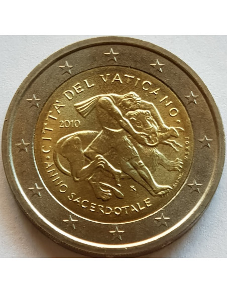 Awers monety Watykan 2 euro 2010 Rok Księży