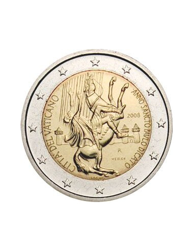 Awers monety 2 euro 2008 Rok Św. Pawła